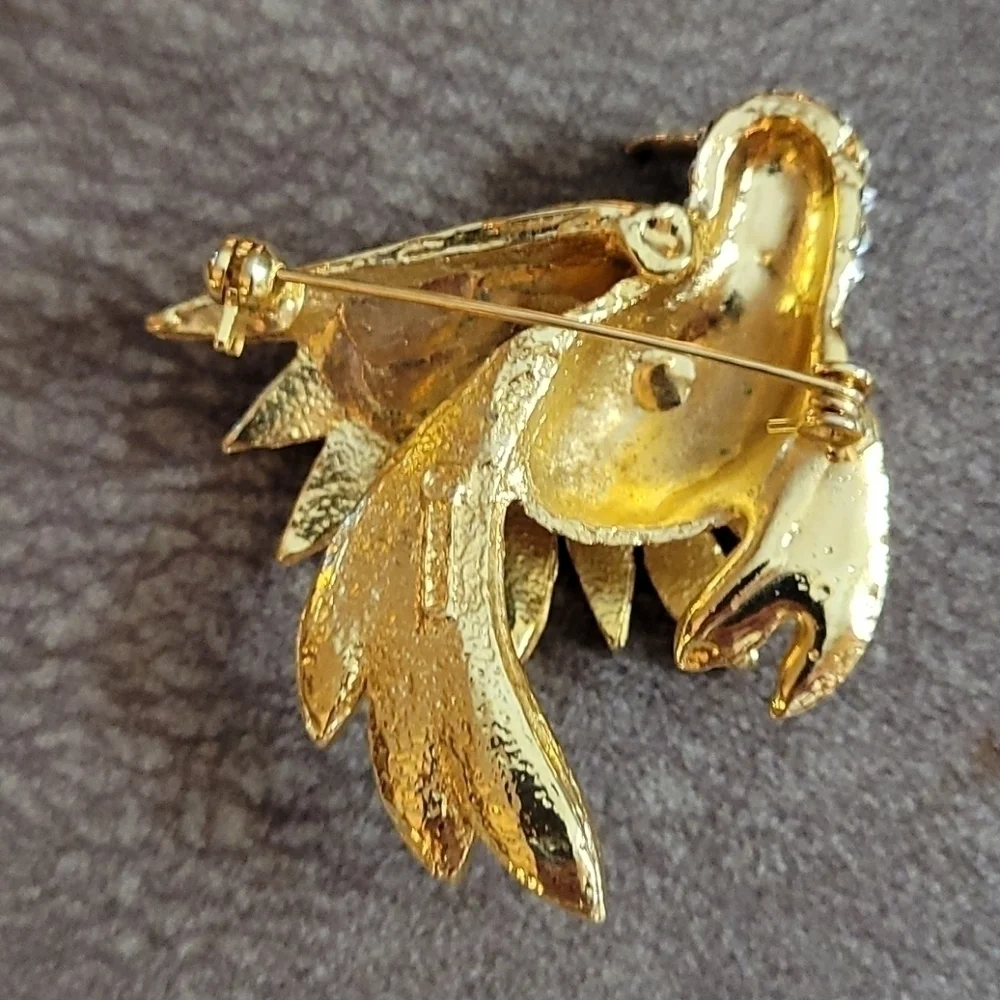 D'Orlan Hummingbird 18k Gold Plated Swarovski Crystal Brooch